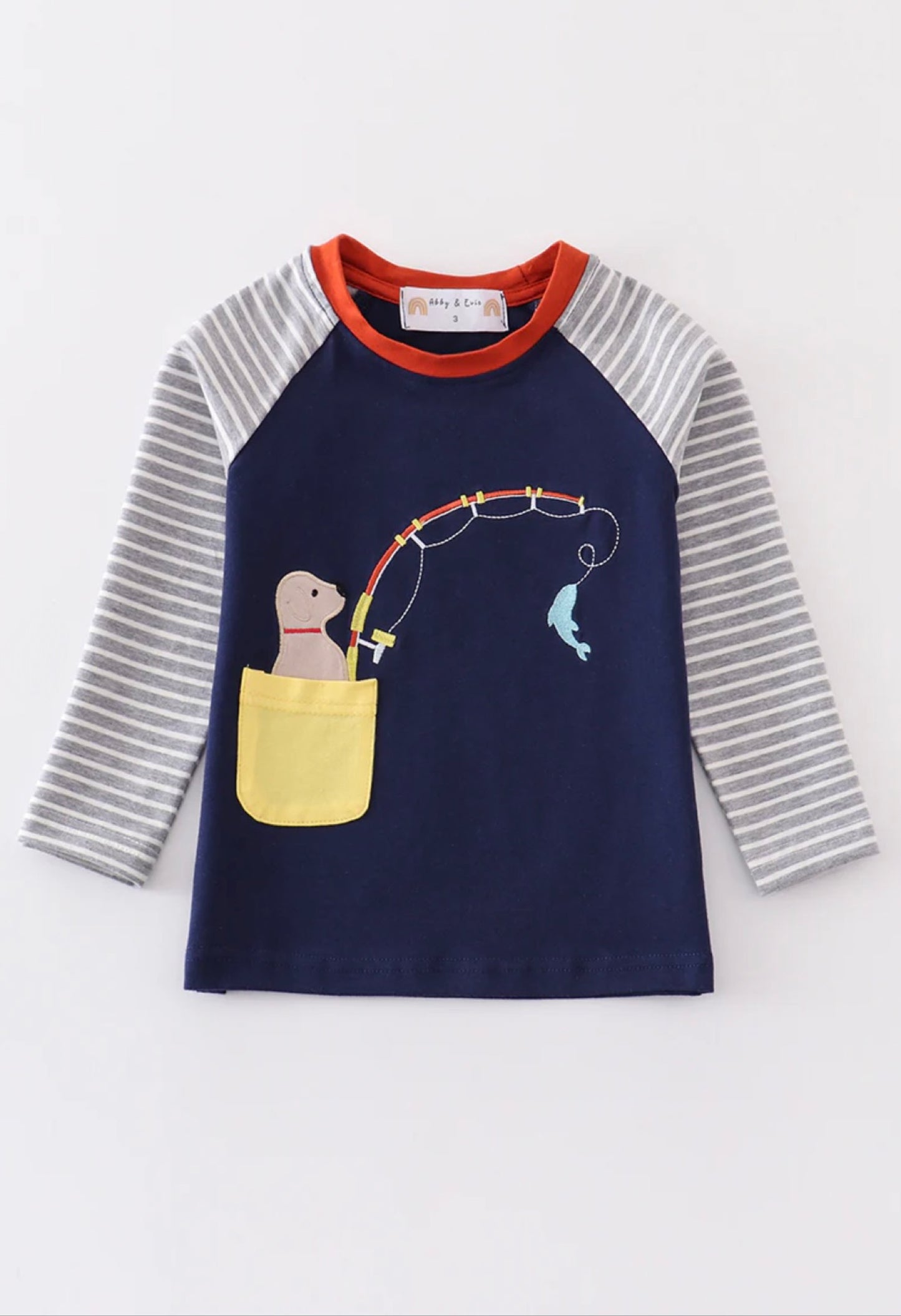 Navy Puppy Fishing Boy Top