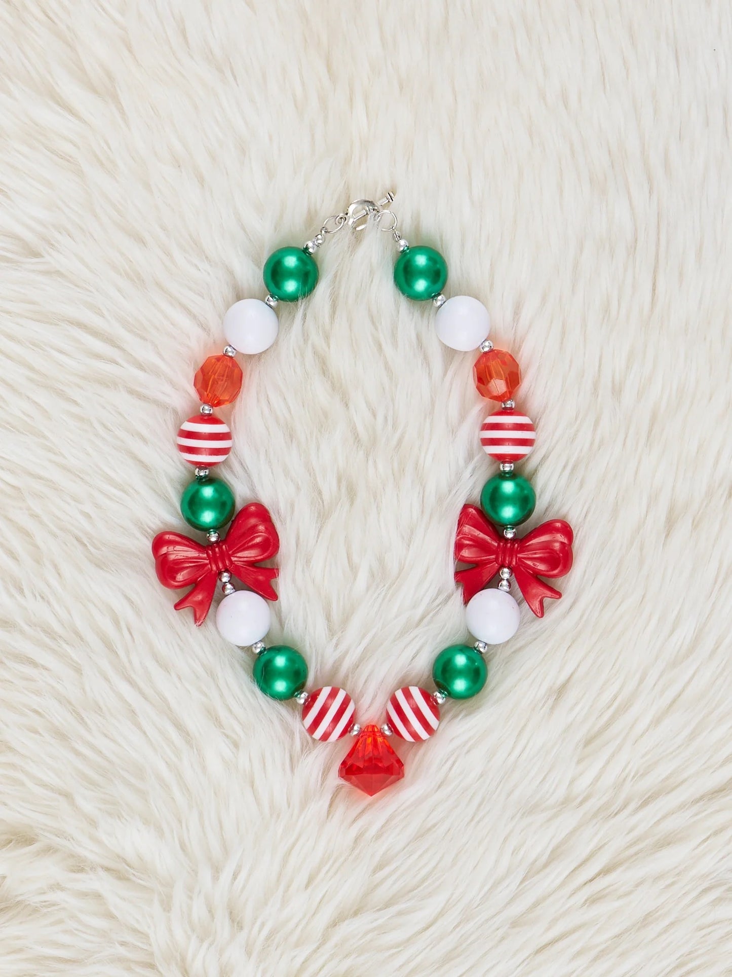Red Stripes & Bows Necklace