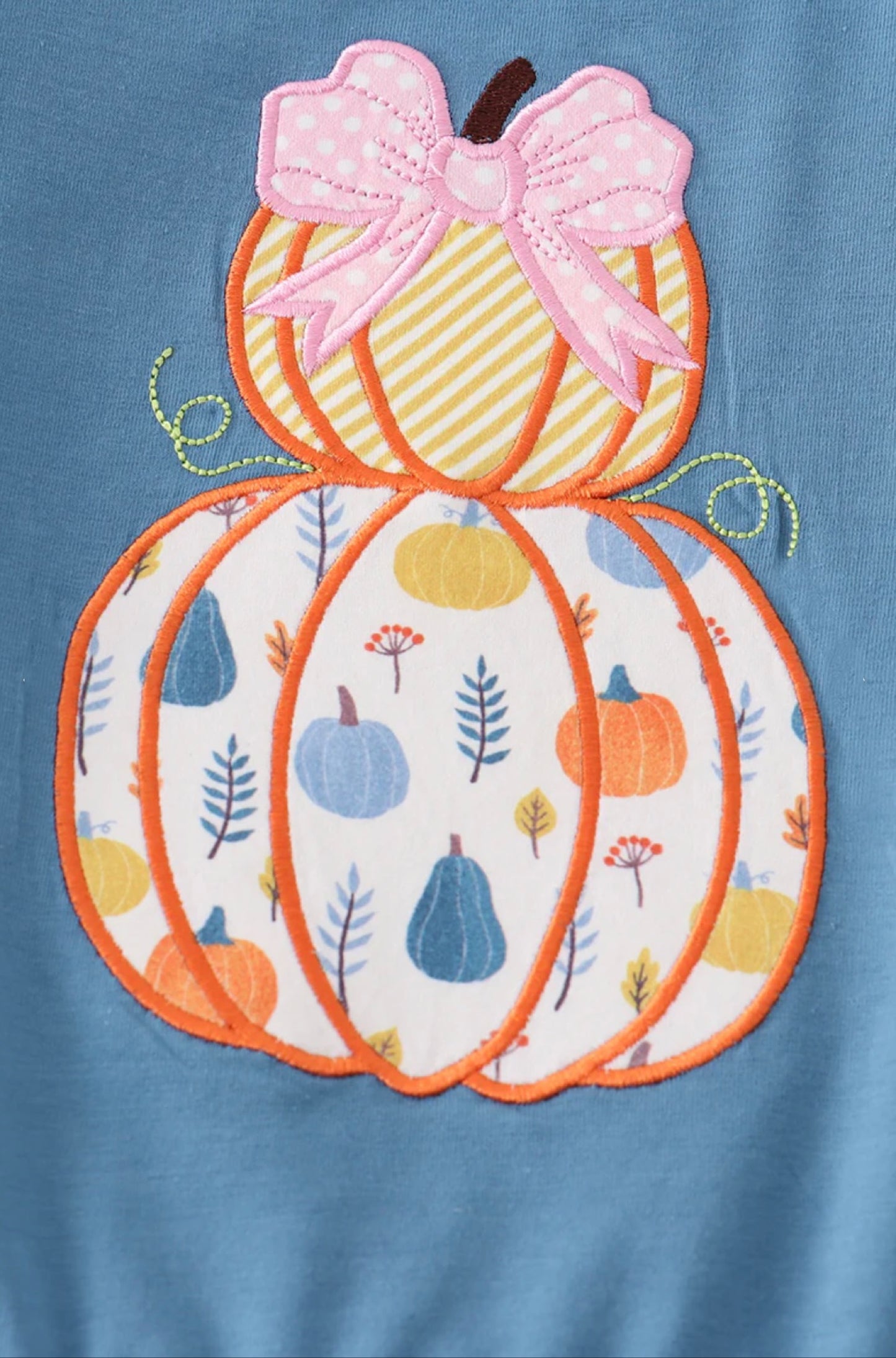 Blue Pumkin Ruffle Girl Set