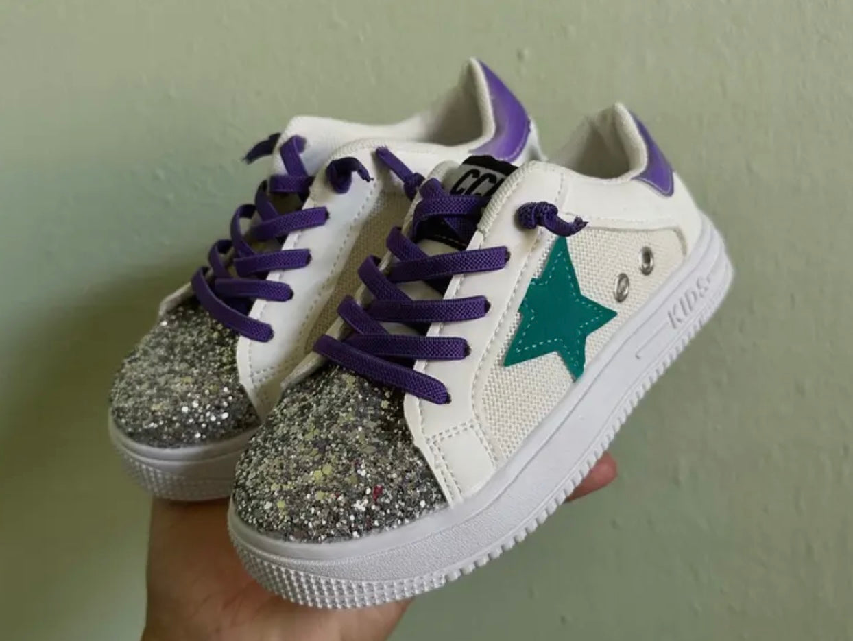 Teal and fashion purple shoes