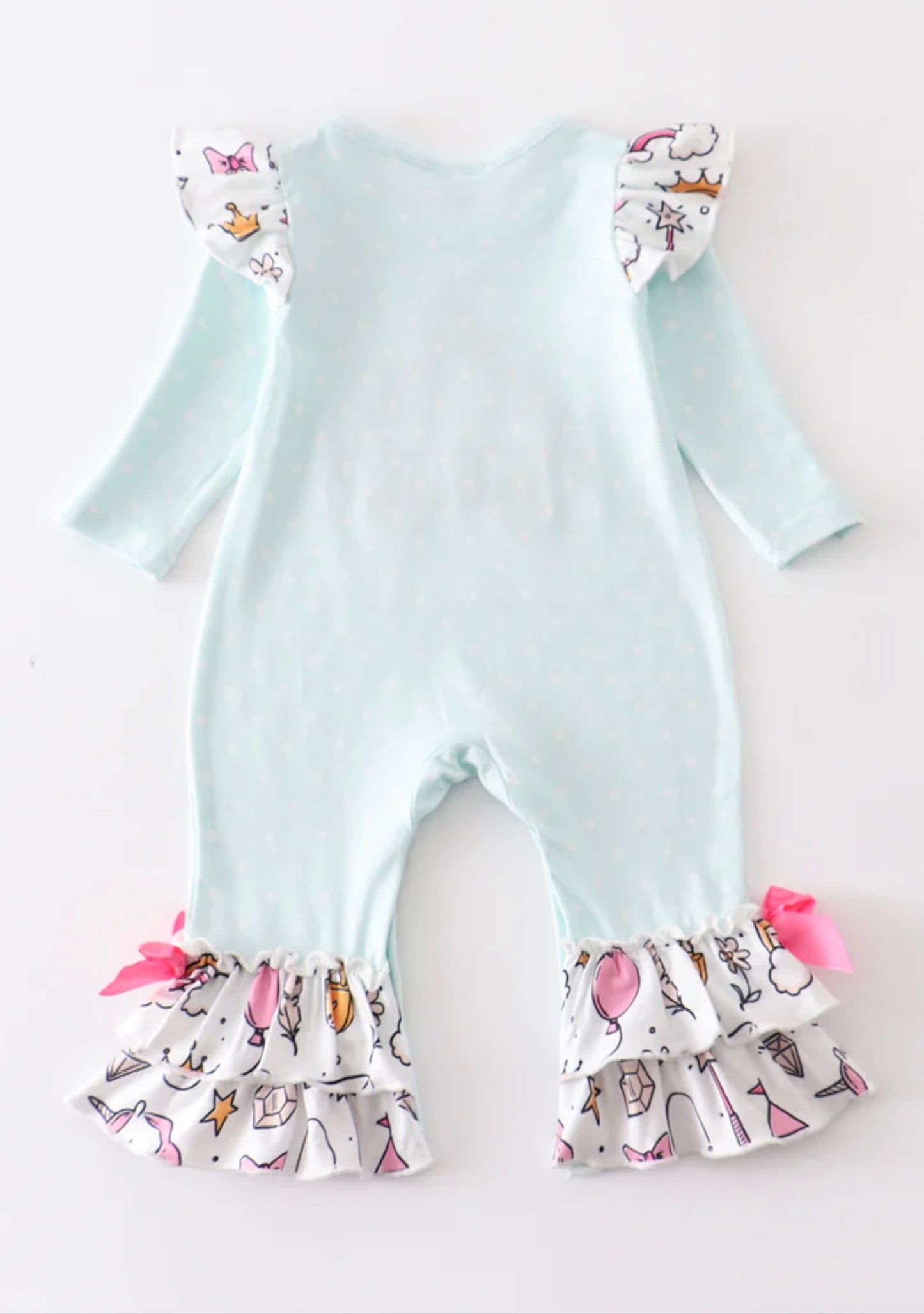 Blue Pumpkin Ruffle Baby Romper