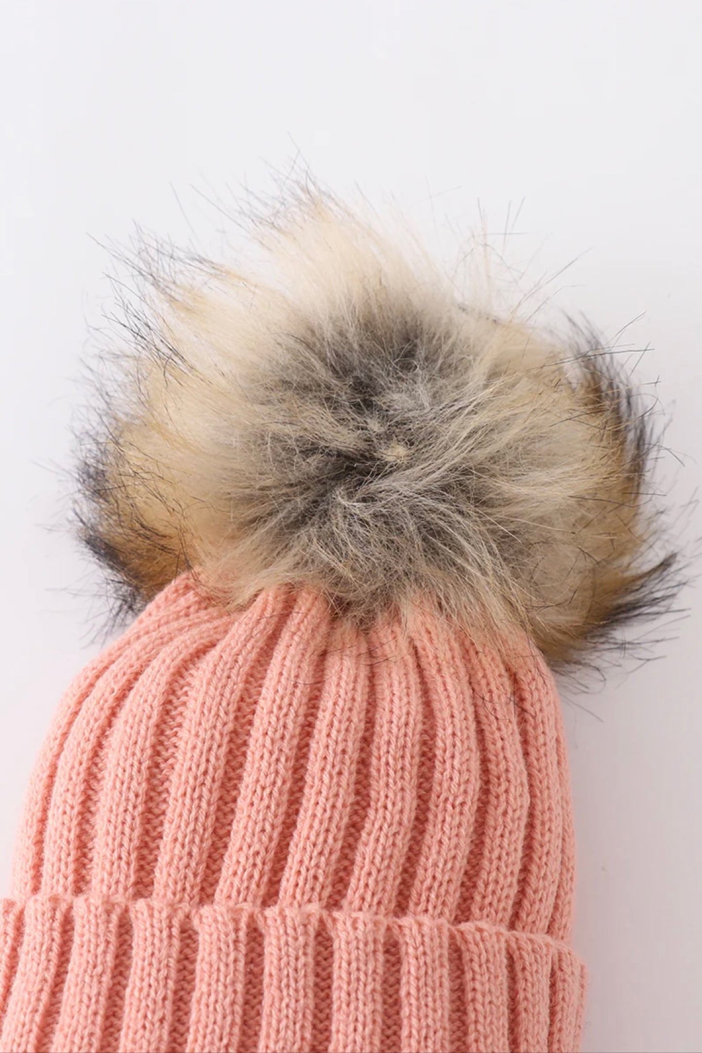 Pink Coral Pom Pom Beanie