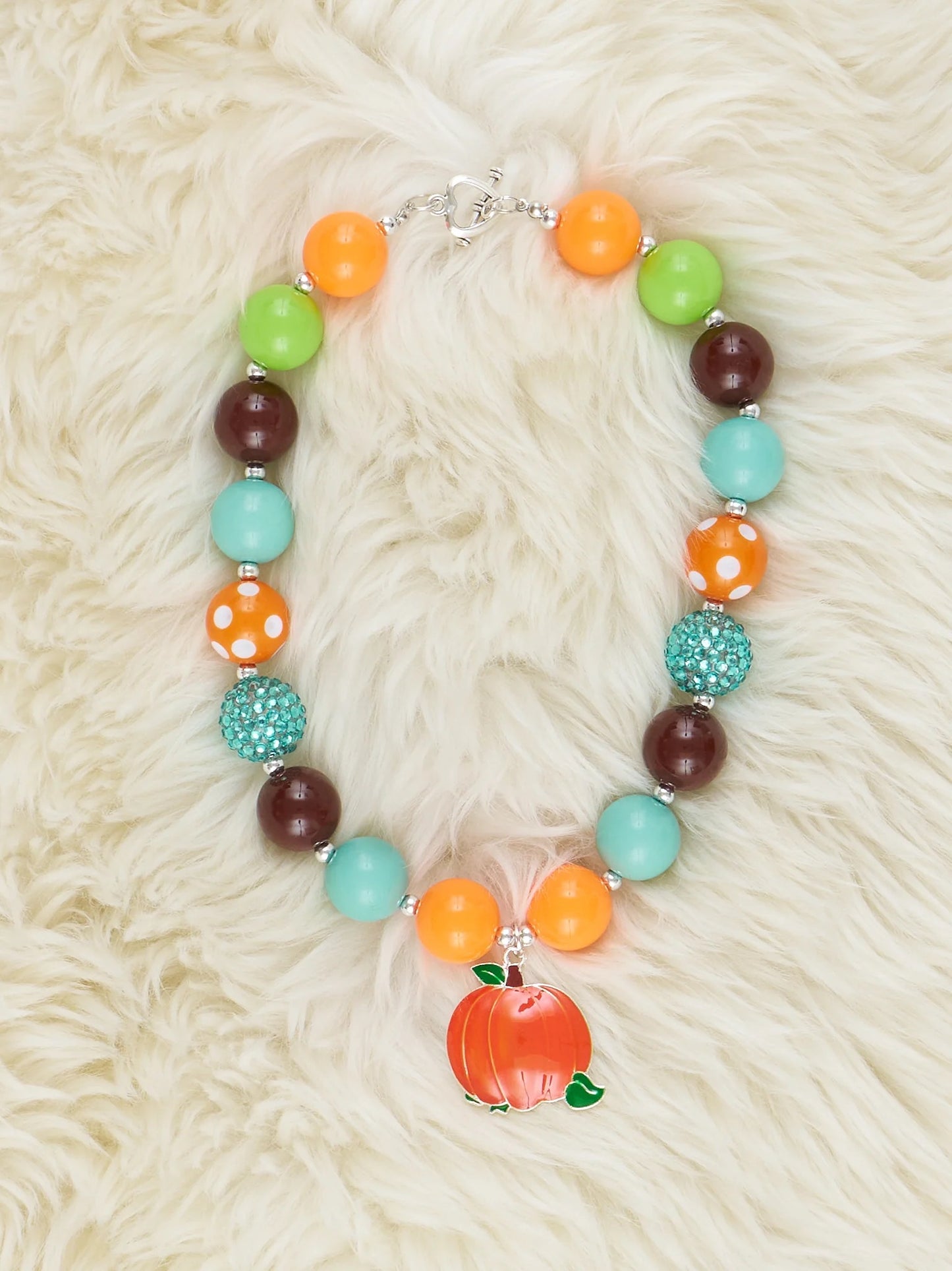 Orange and Teal Pumpkin Necklace