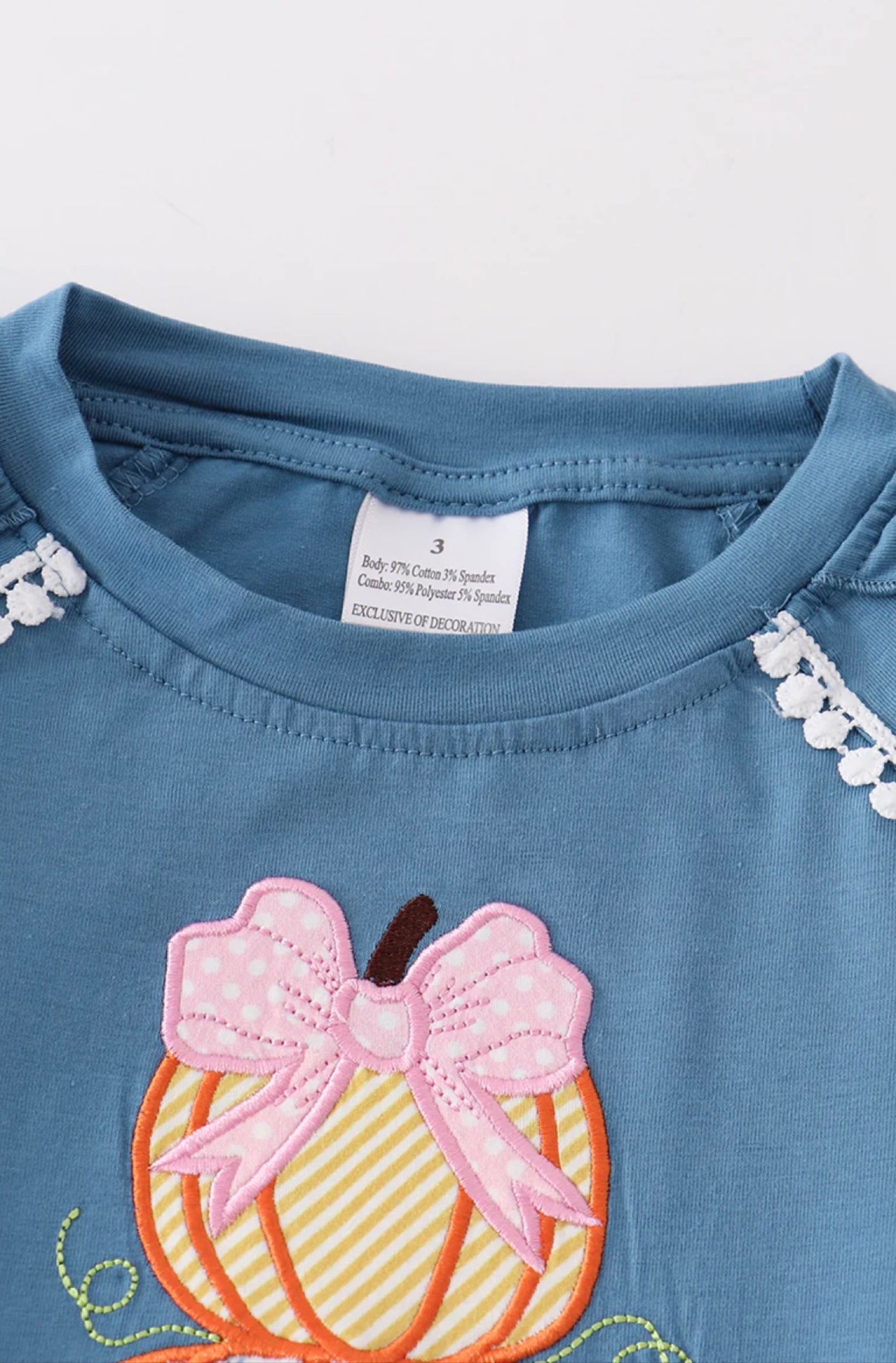 Blue Pumkin Ruffle Girl Set