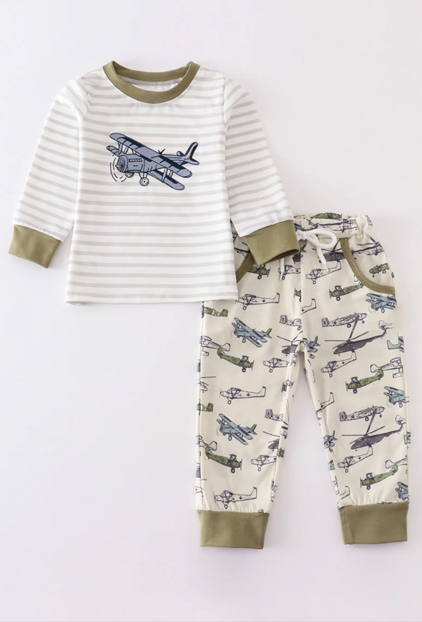 Stripe Airplane Boys Set