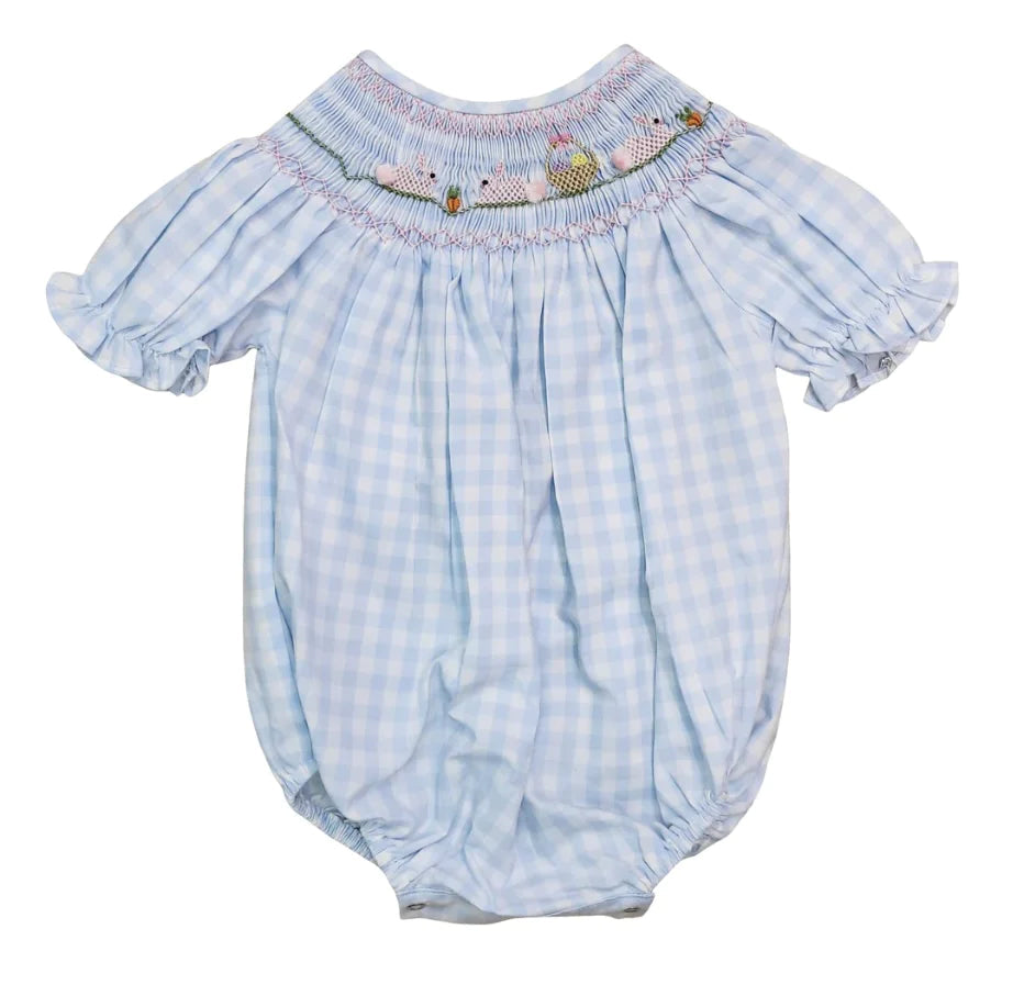 Blue Bunny Smocked Bubble