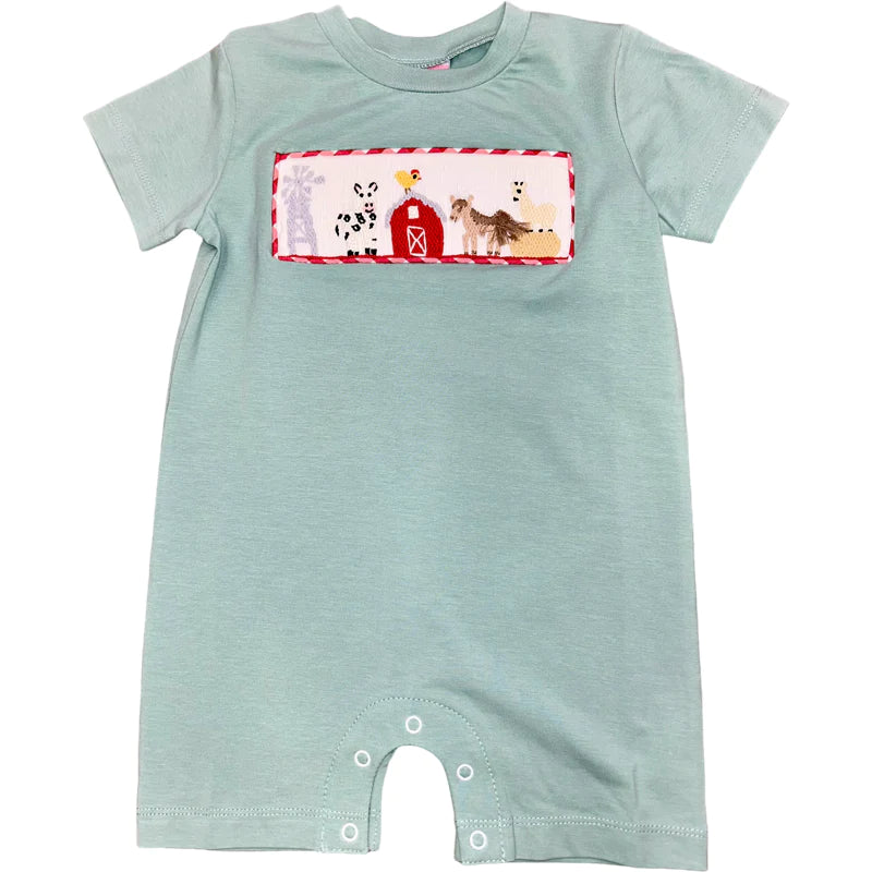 Farm Days Smocked Boys Romper