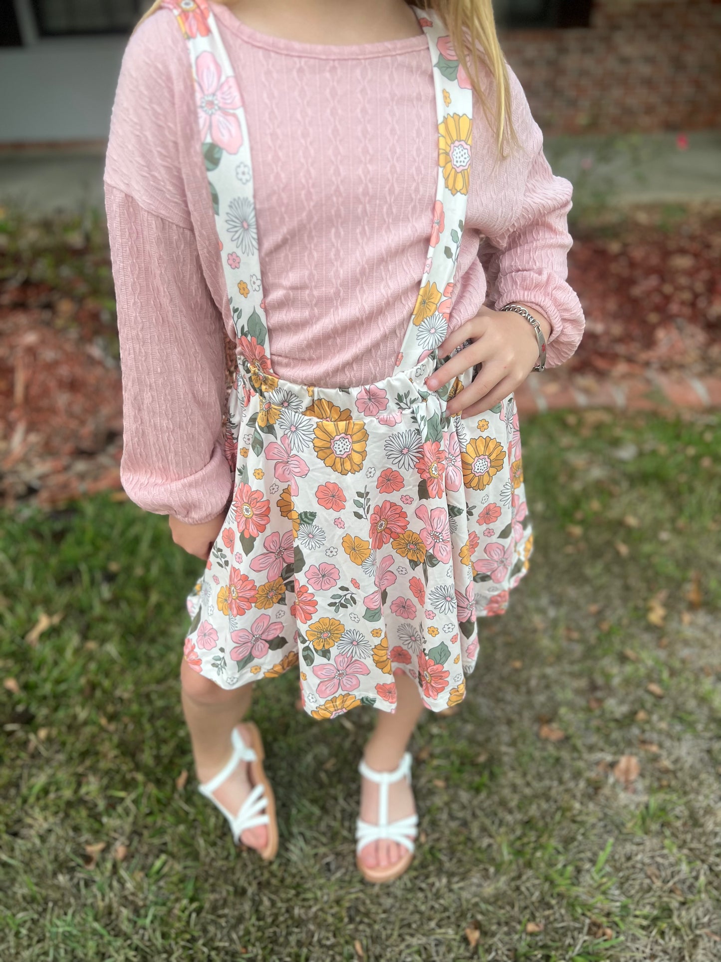 Pink Marigold Dreams Overalls Set