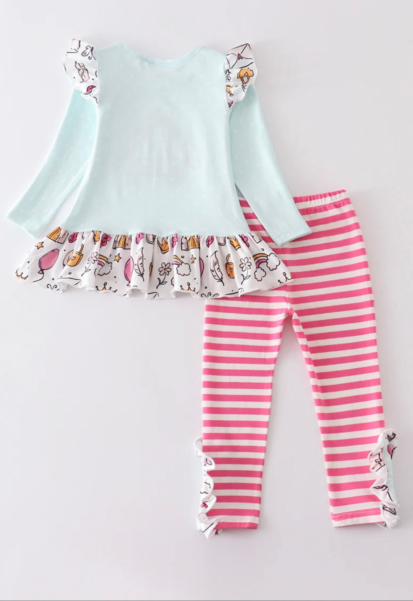 Blue Pumpkin Ruffle Girl Set