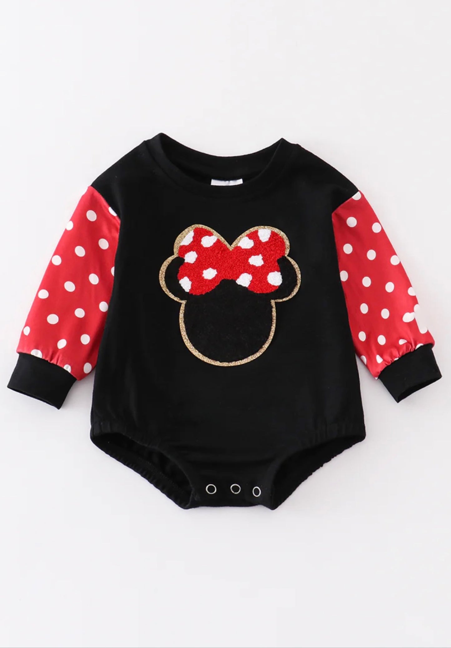Black Minnie Patch Romper