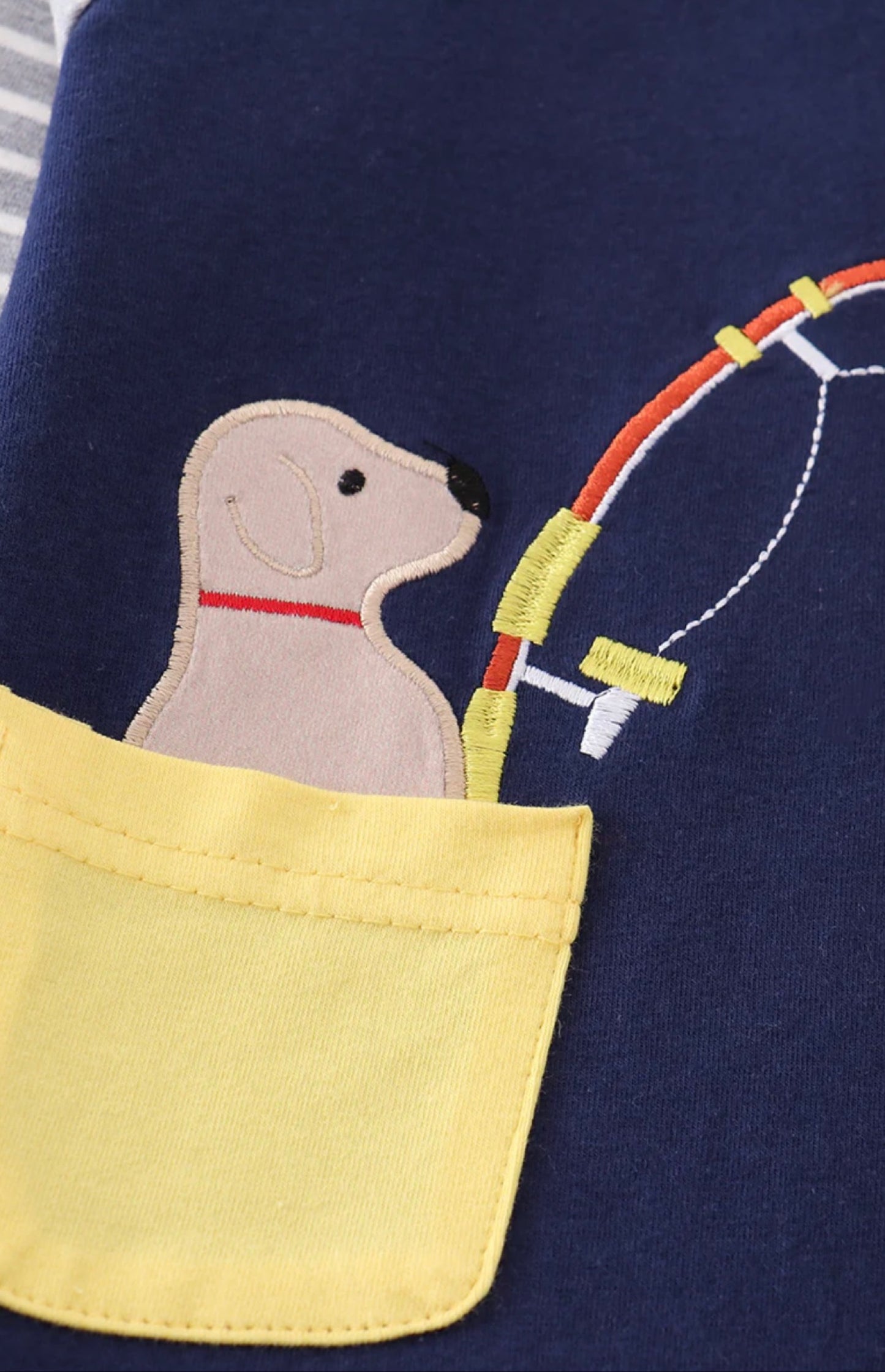 Navy Puppy Fishing Boy Top