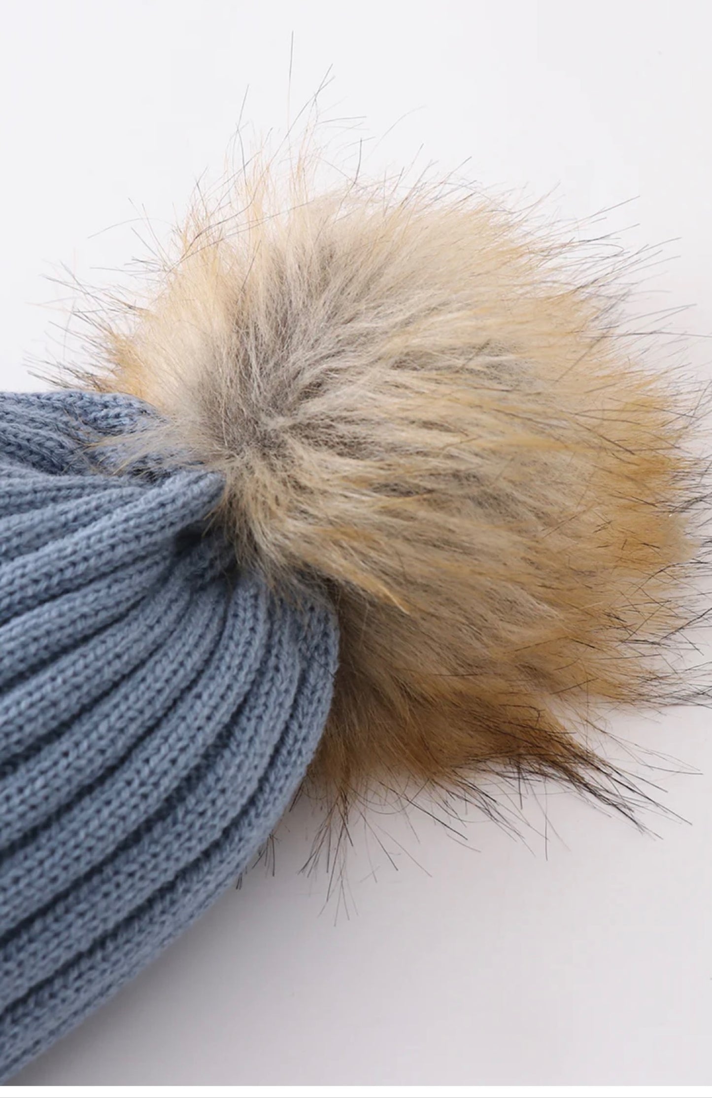 Slate Knit Pom Pom Beanie