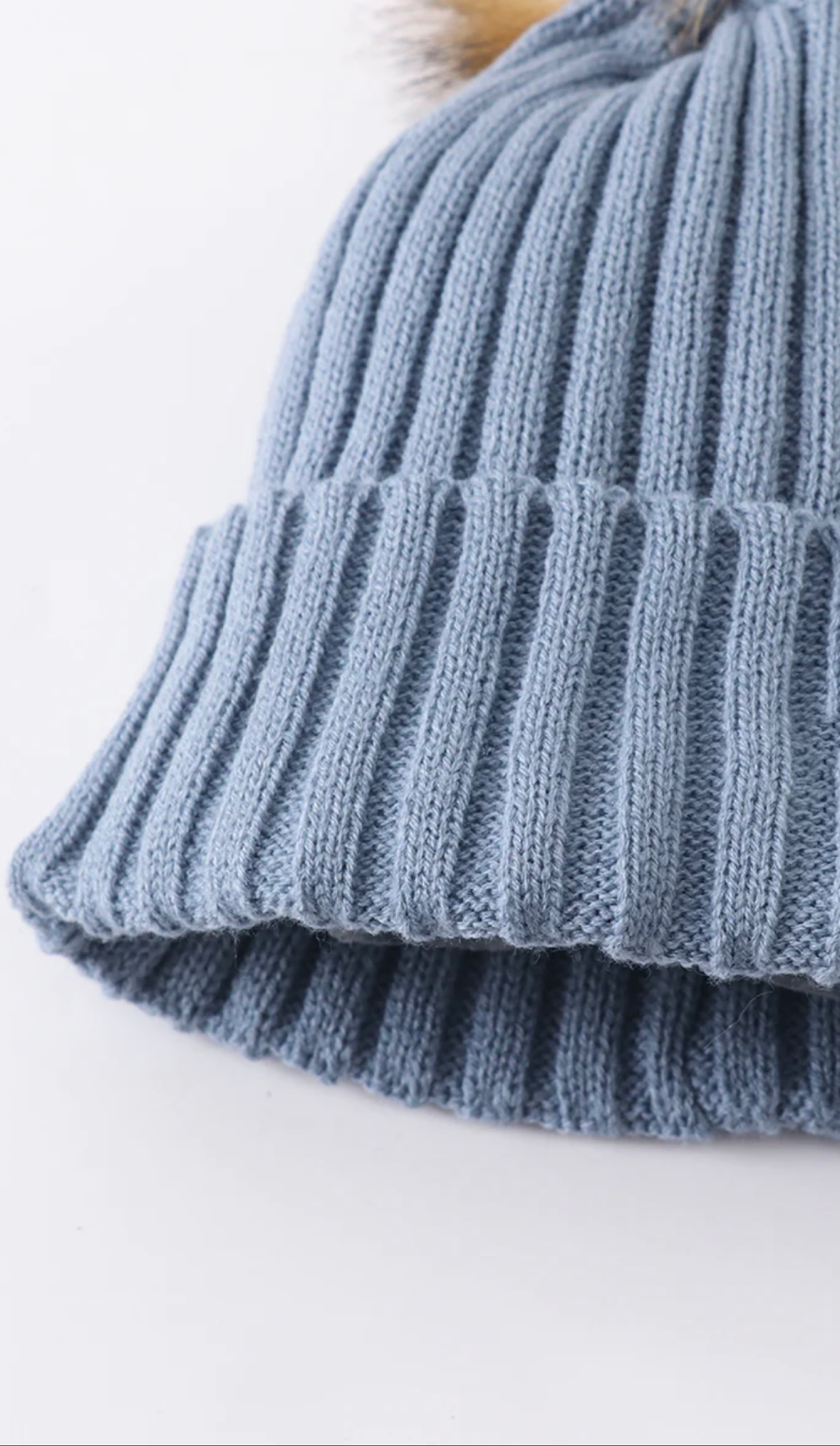 Slate Knit Pom Pom Beanie