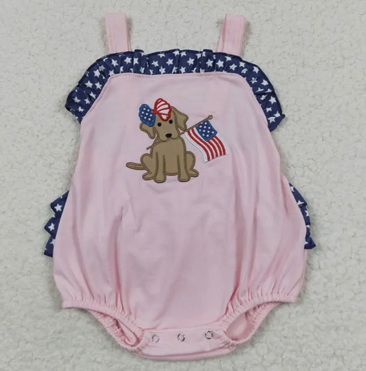 Girls Pink Dog Romper