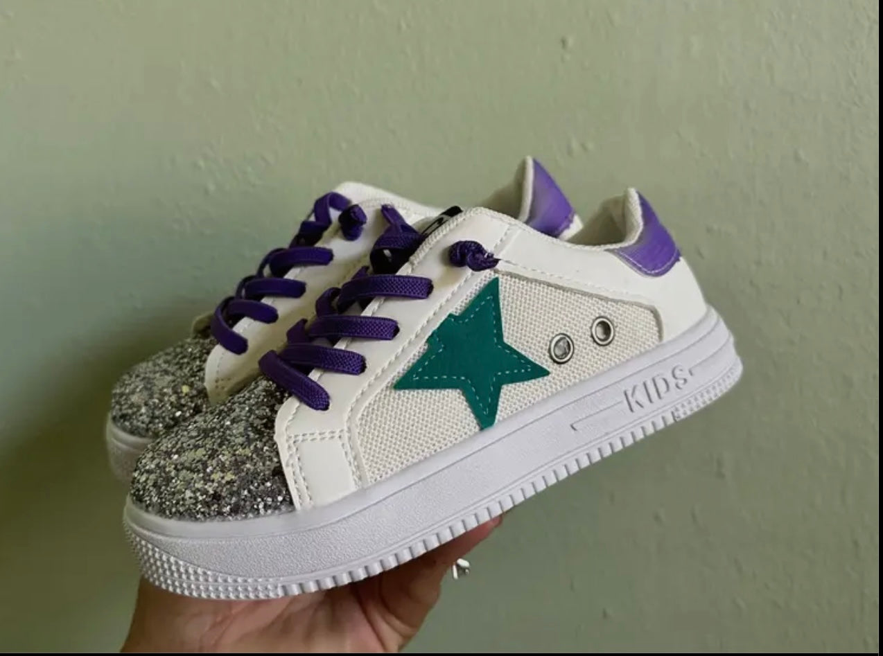 Purple and Teal Sneakers