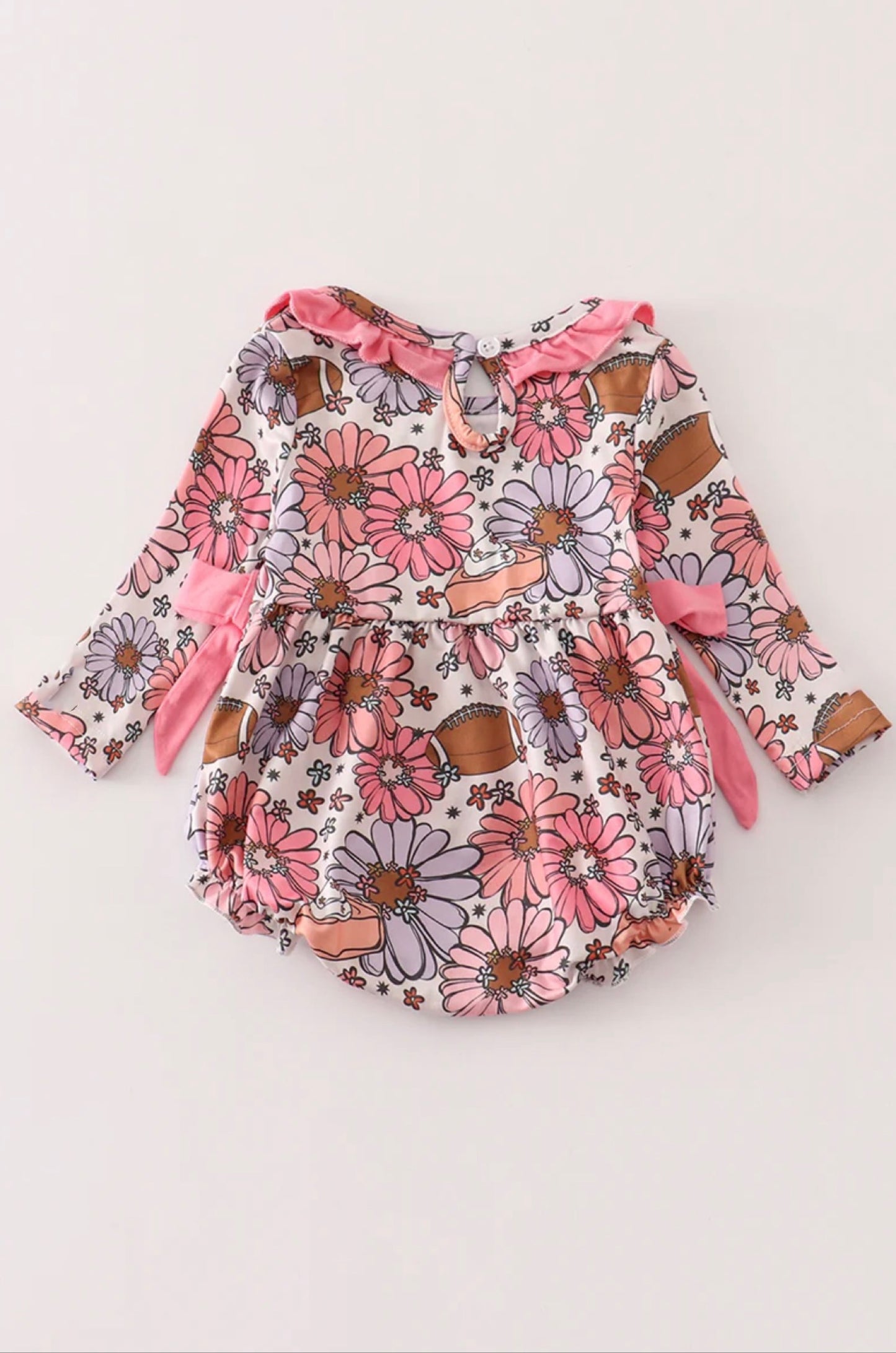 Pink Floral Football Baby Romper