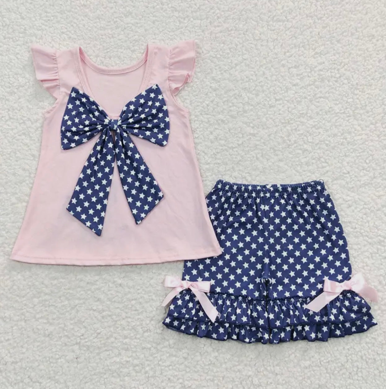 Girls Pink Dog Short Set