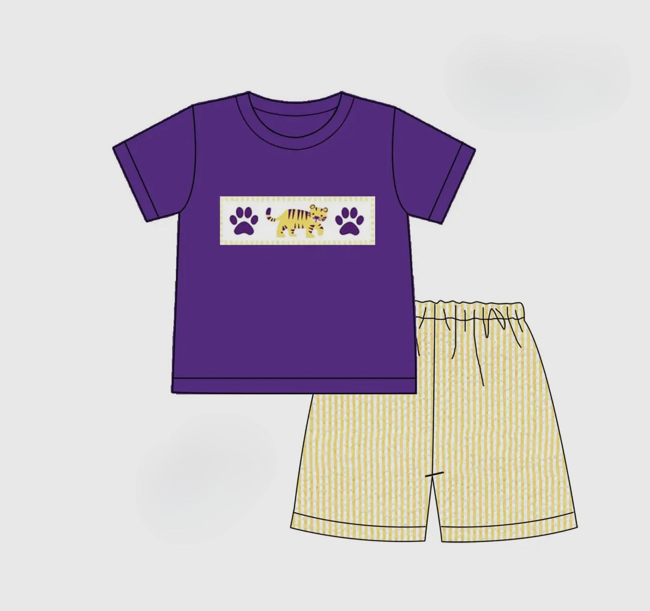 Purple Tiger Boy Short Set