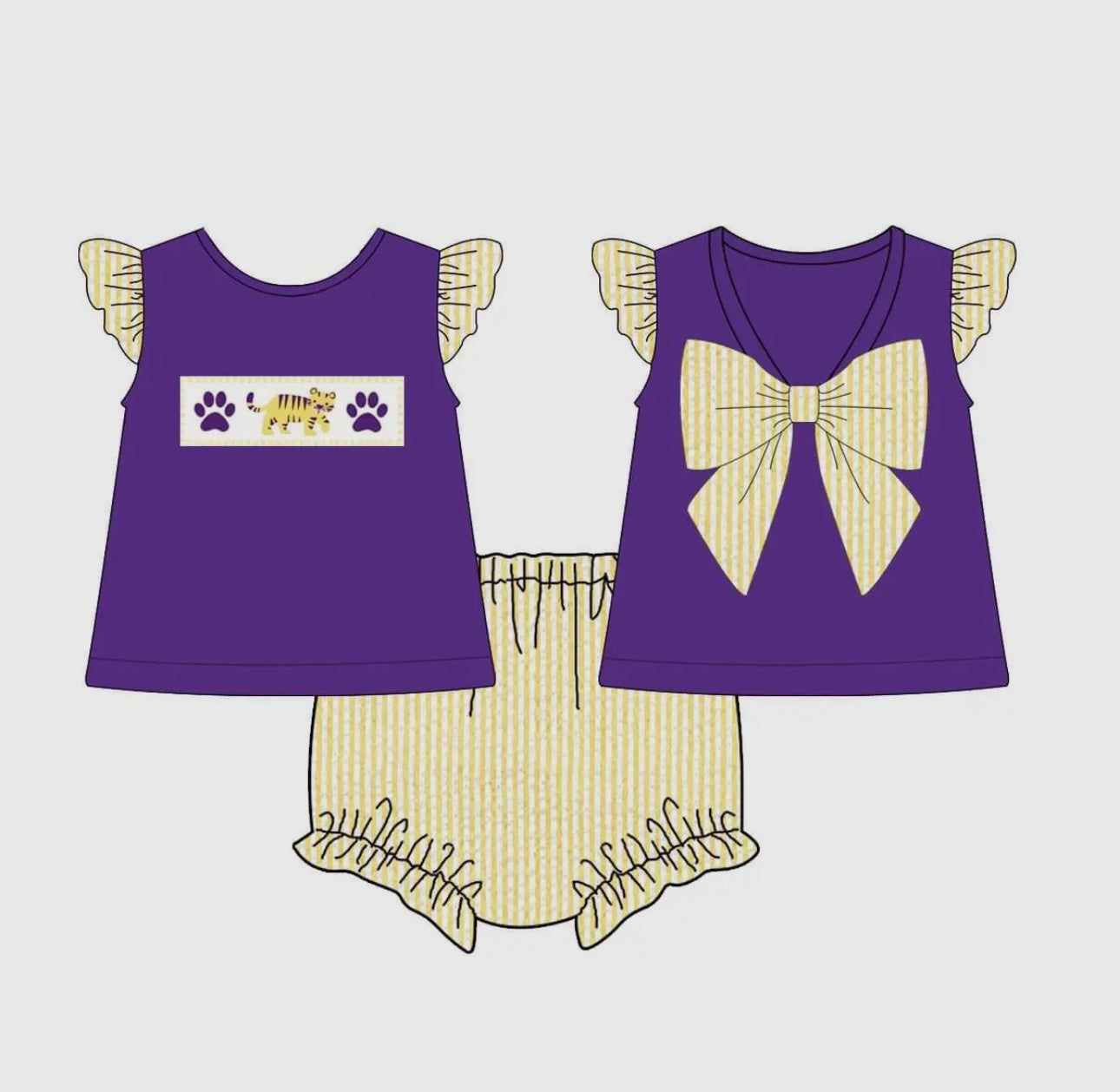 Purple Tiger Girl Diaper Set
