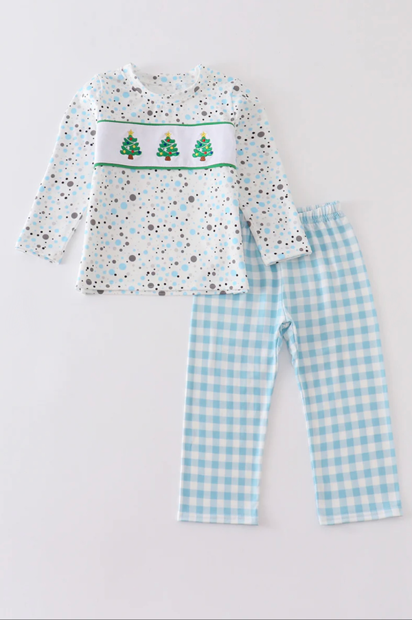 Plaid Christmas Tree Boy Set