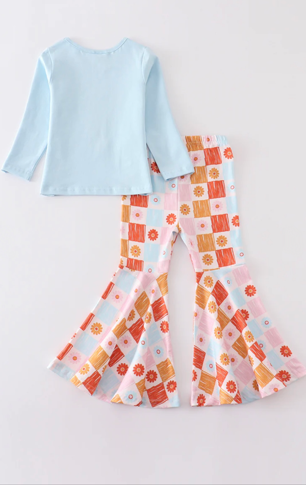 Floral Print Girl Set - Blue