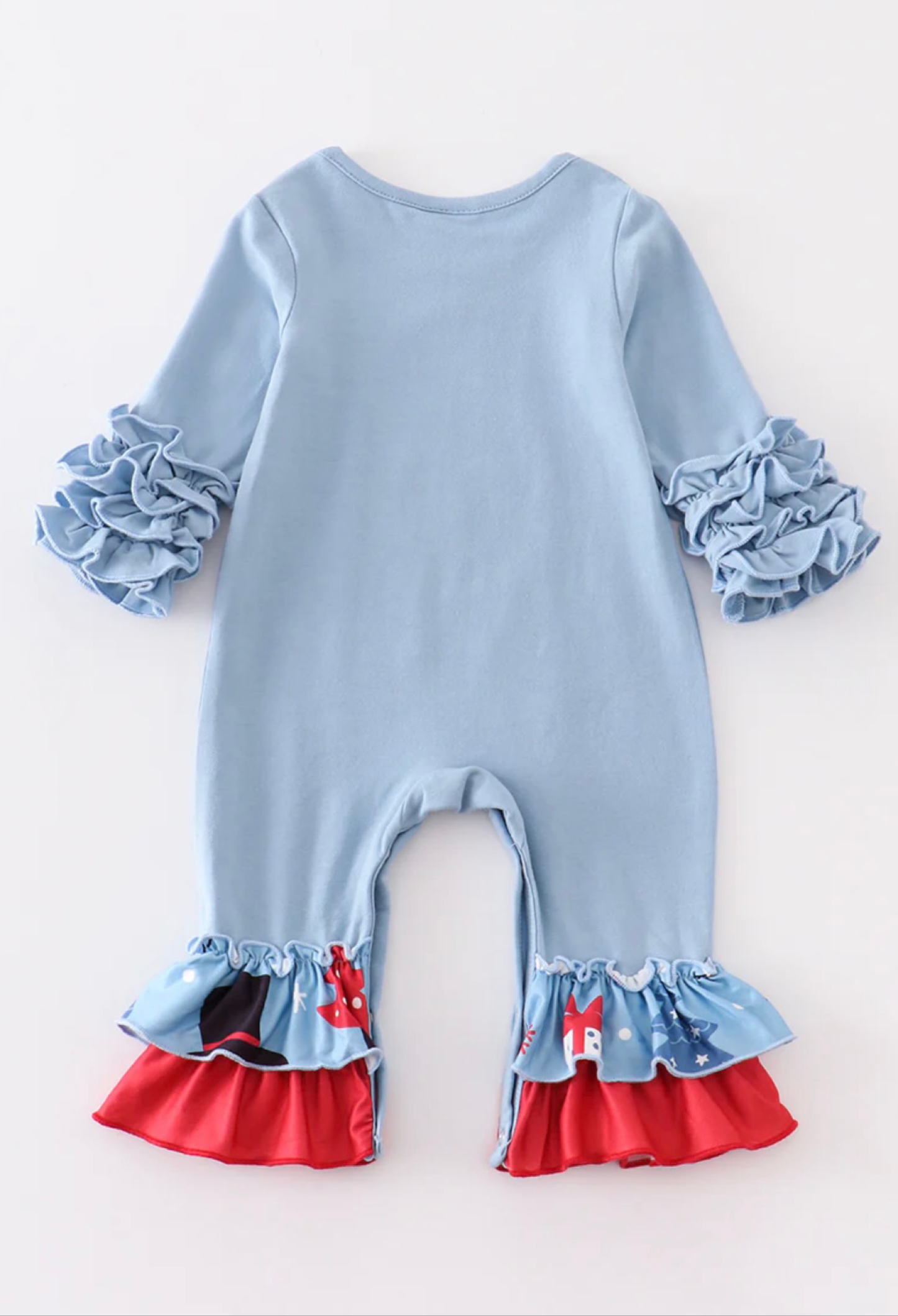Christmas Snowman Ruffle Baby Romper - Blue