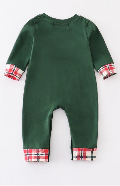 Green Christmas Smocked Boy Romper