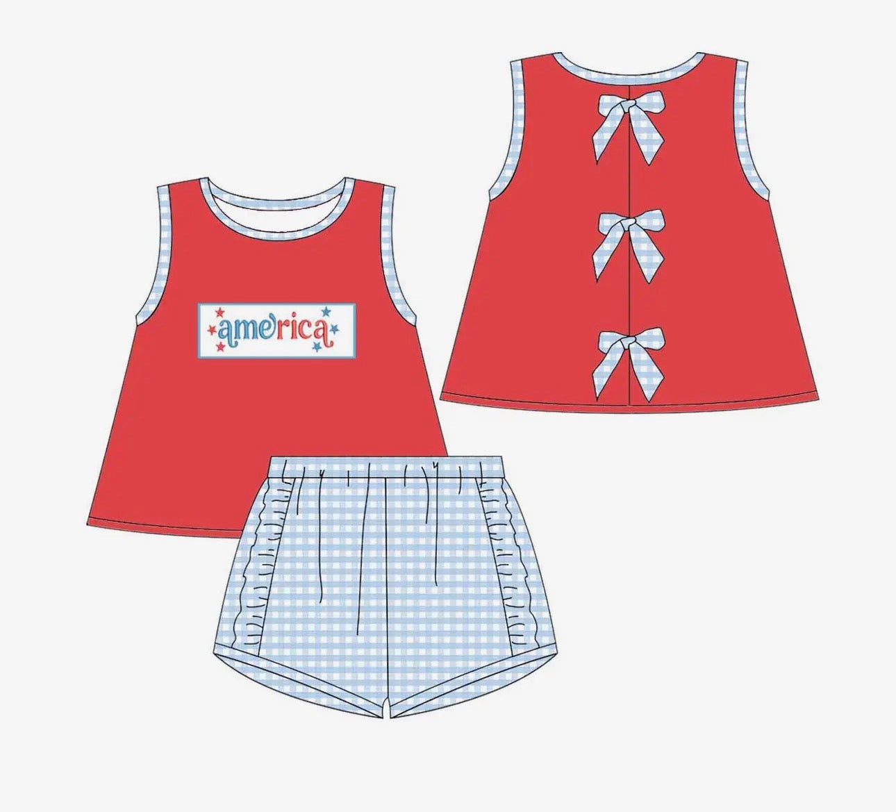 Girls Patriotic Shorts Set