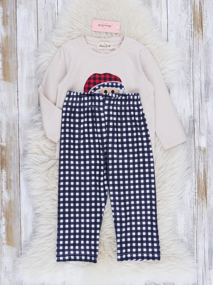 Tan & Black Gingham Santa Set