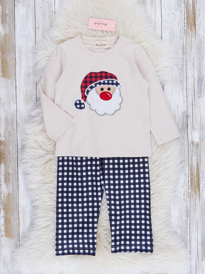 Tan & Black Gingham Santa Set