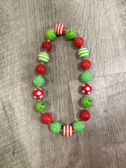 Christmas Grinch Beaded Necklace