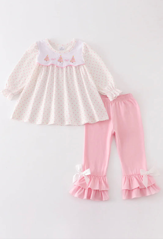 Pink Christmas Tree Ruffle Set