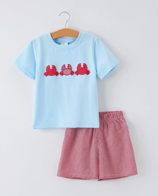 Crab Appliqué Boys Short Set