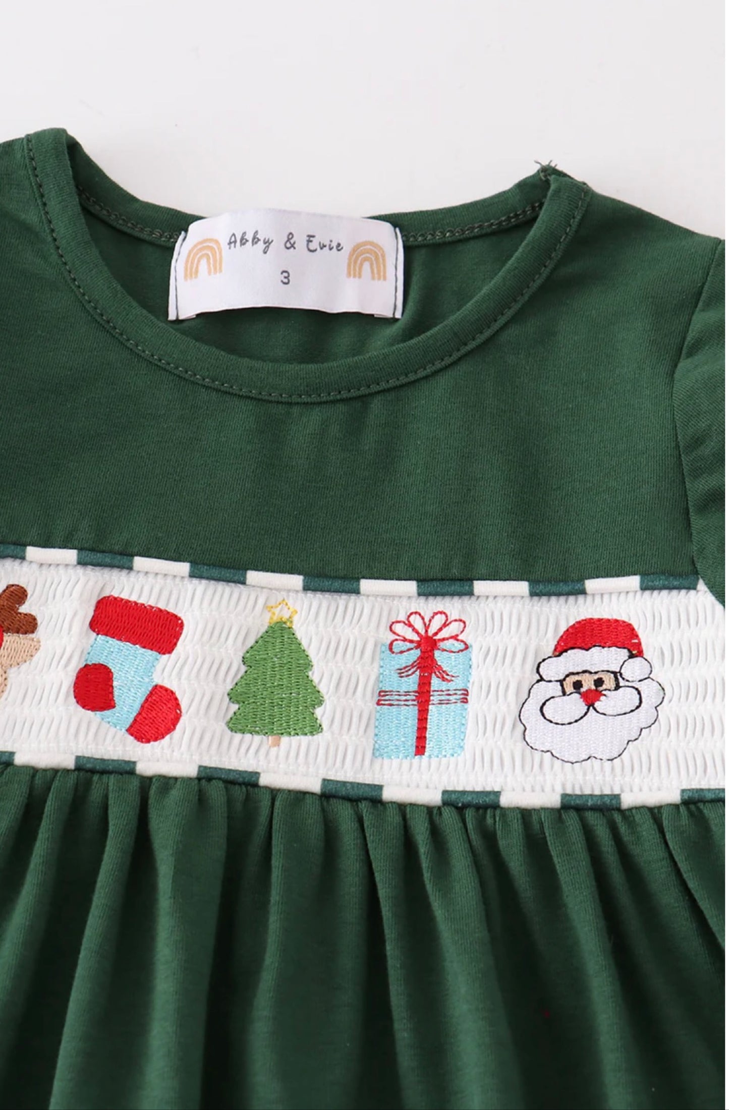 Green Christmas Smocked Ruffle Set