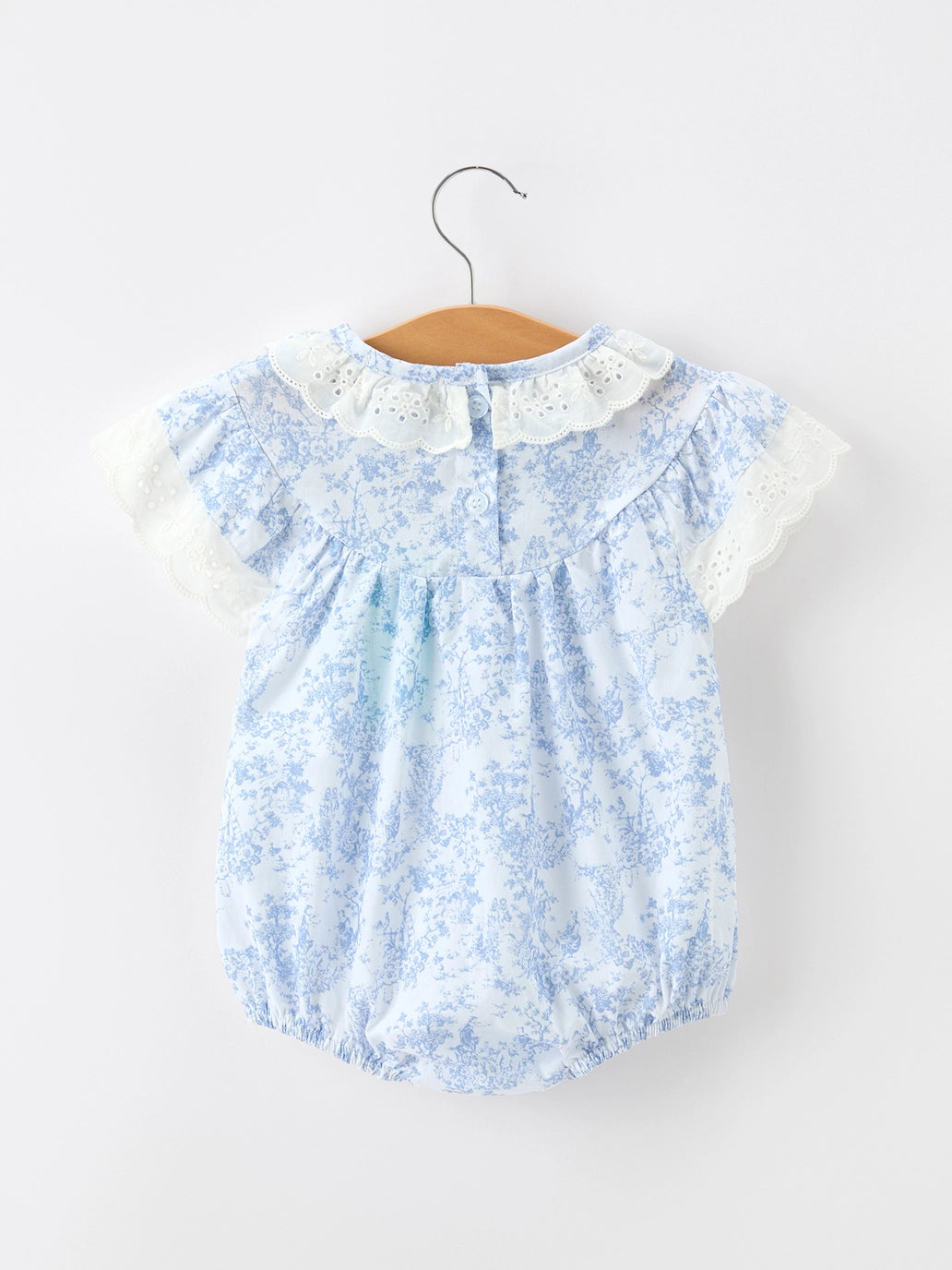 Blue Floral Smocked Bubble