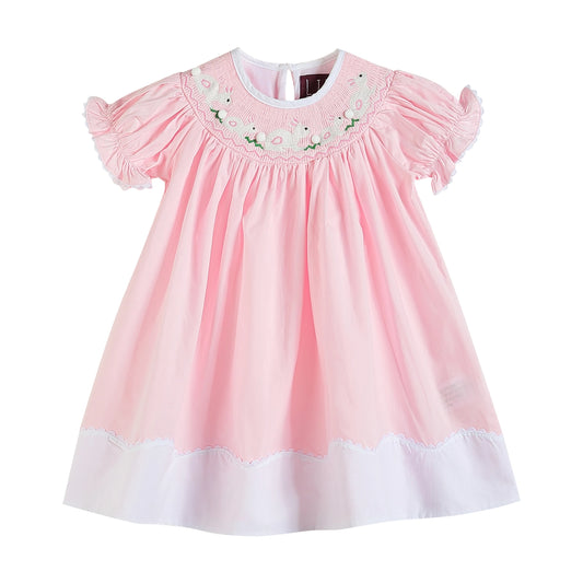 Easter Bunny Smocked Bishop Dress
