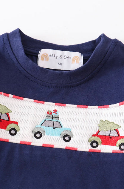 Christmas Truck Smocked Boy Romper