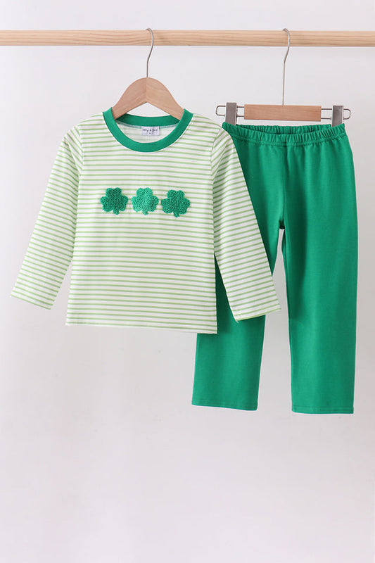 Green Clover Stripe Pants Set