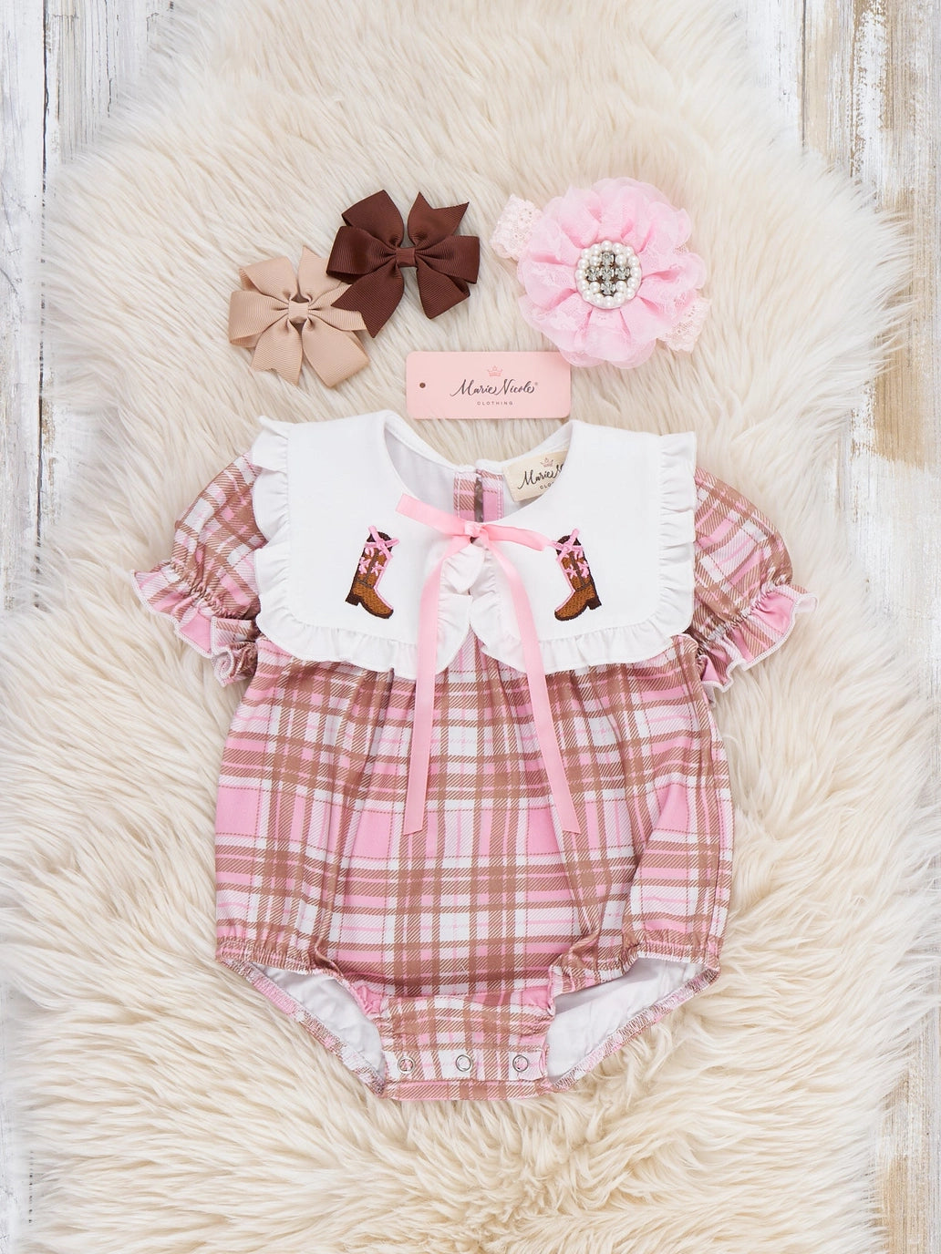 Cowgirl Boots Plaid Bubble