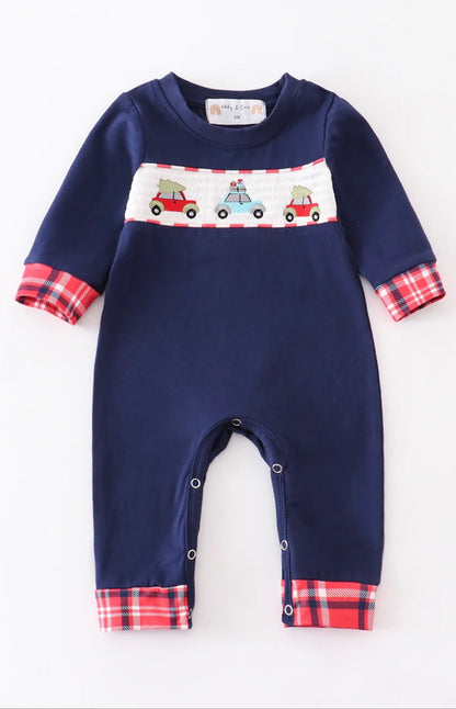 Christmas Truck Smocked Boy Romper