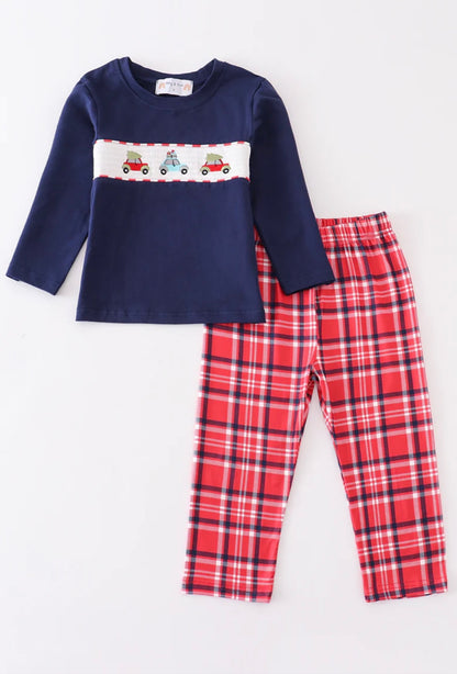 Christmas Truck Smocked Boy Set