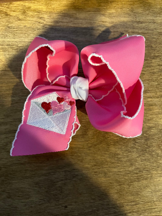 White Letter Hearts Bow