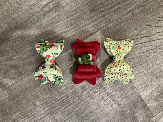 Christmas Grinch Bow Set