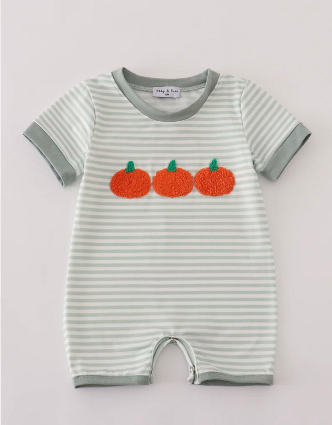Sage Stripe French Knot Romper
