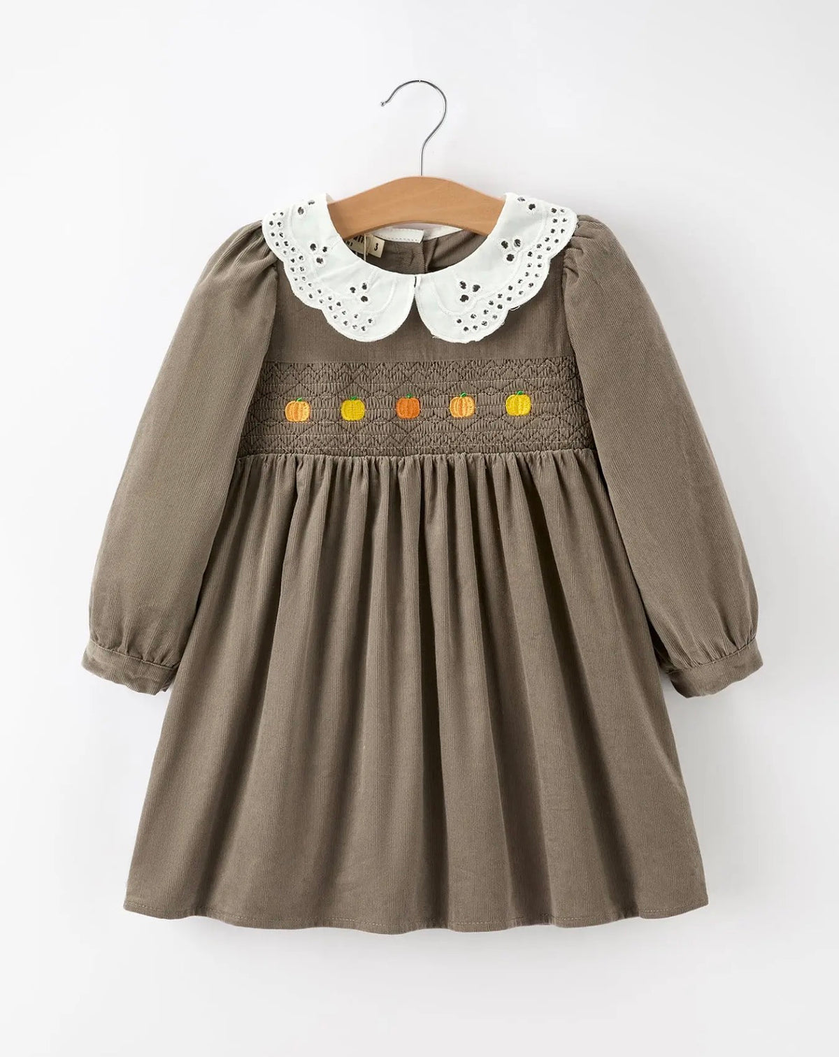 Pumpkin Eyelet Collar Dress