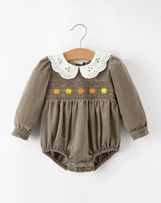 Pumpkin Eyelet Collar Romper