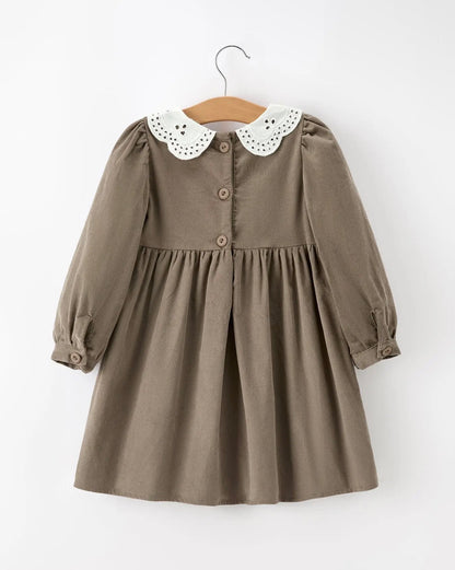 Pumpkin Eyelet Collar Dress