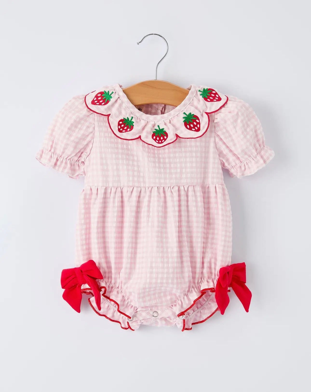 Plaid Smocked Strawberry Bubble