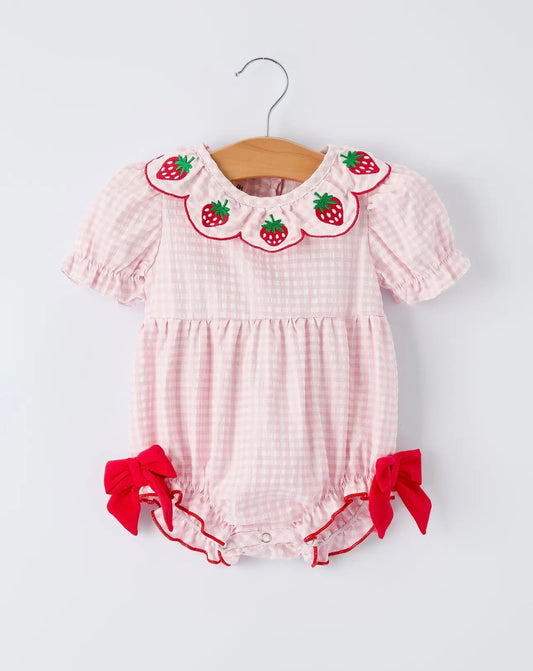 Plaid Smocked Strawberry Bubble