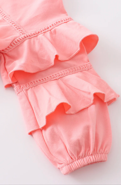 Christmas Ruffle Bell Pants Set - Pink